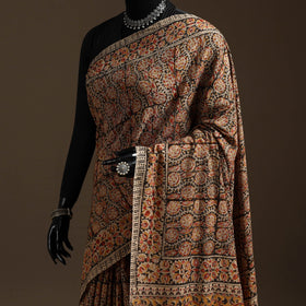 Brown - natural dyed pedana cotton kalamkari saree 25