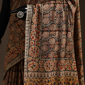 Brown - natural dyed pedana cotton kalamkari saree 25