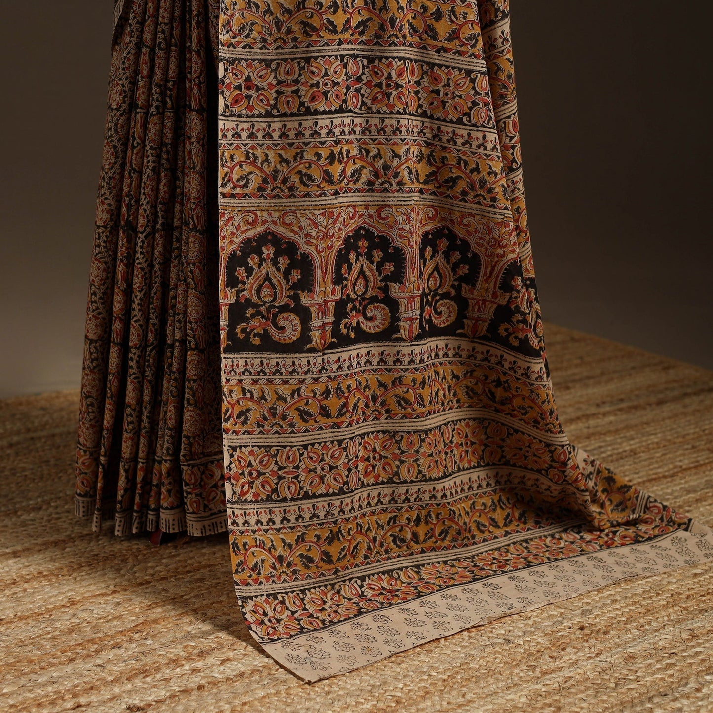 Brown - natural dyed pedana cotton kalamkari saree 25