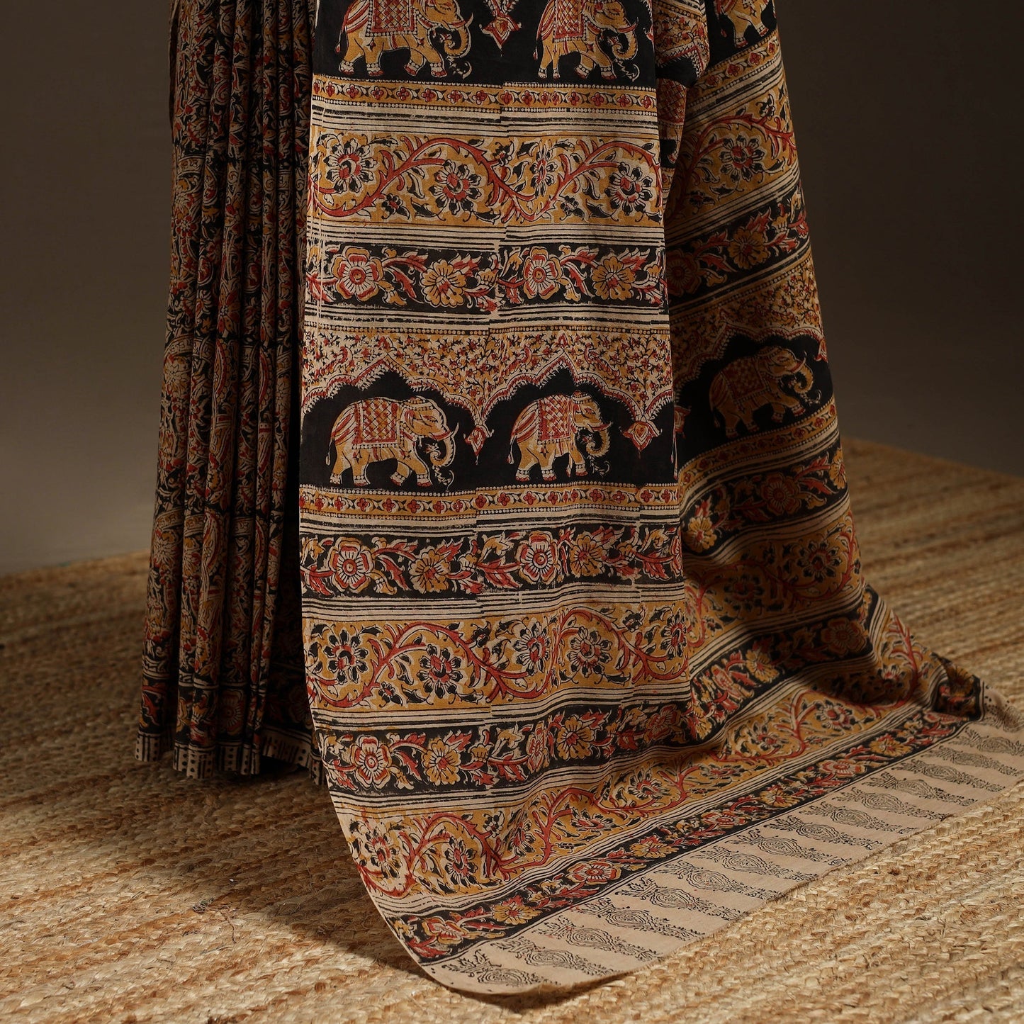 Brown - natural dyed pedana cotton kalamkari saree 26