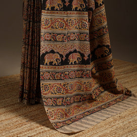 Brown - natural dyed pedana cotton kalamkari saree 26