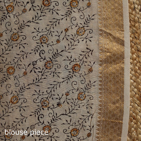 Brown - natural dyed pedana chanderi silk kalamkari saree