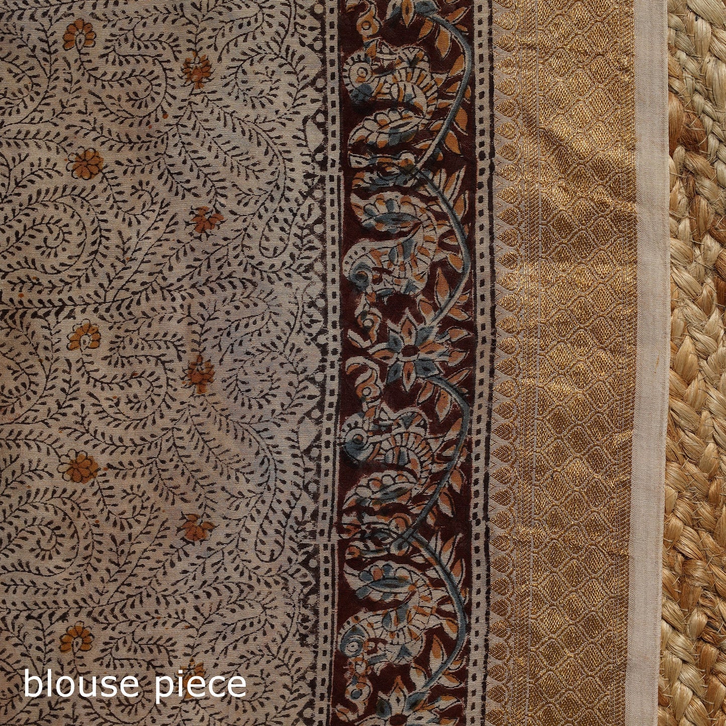 Brown - natural dyed pedana chanderi silk kalamkari saree