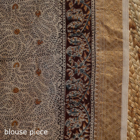 Brown - natural dyed pedana chanderi silk kalamkari saree