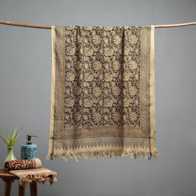 Natural dyed pedana kalamkari printed handloom cotton towel