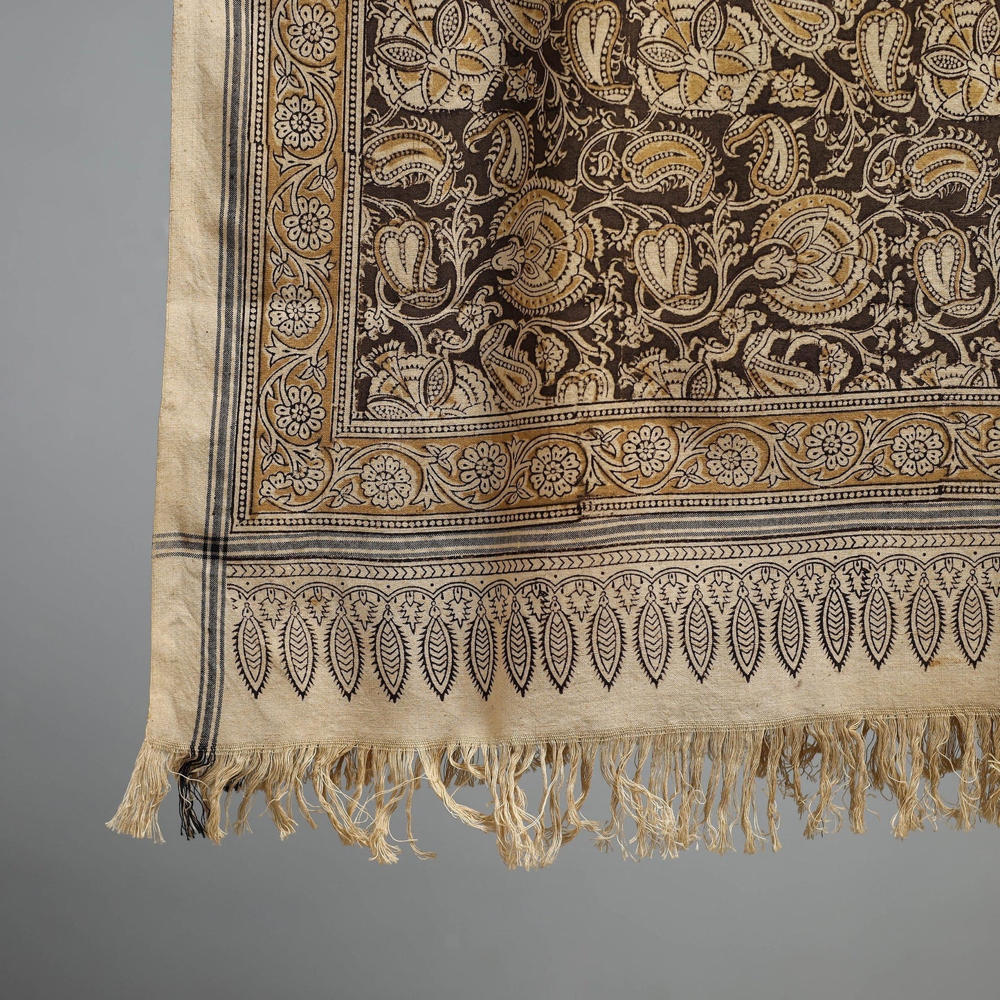 Natural dyed pedana kalamkari printed handloom cotton towel