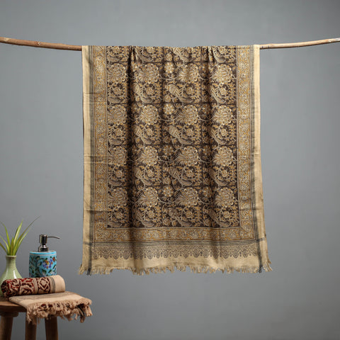 Natural dyed pedana kalamkari printed handloom cotton towel