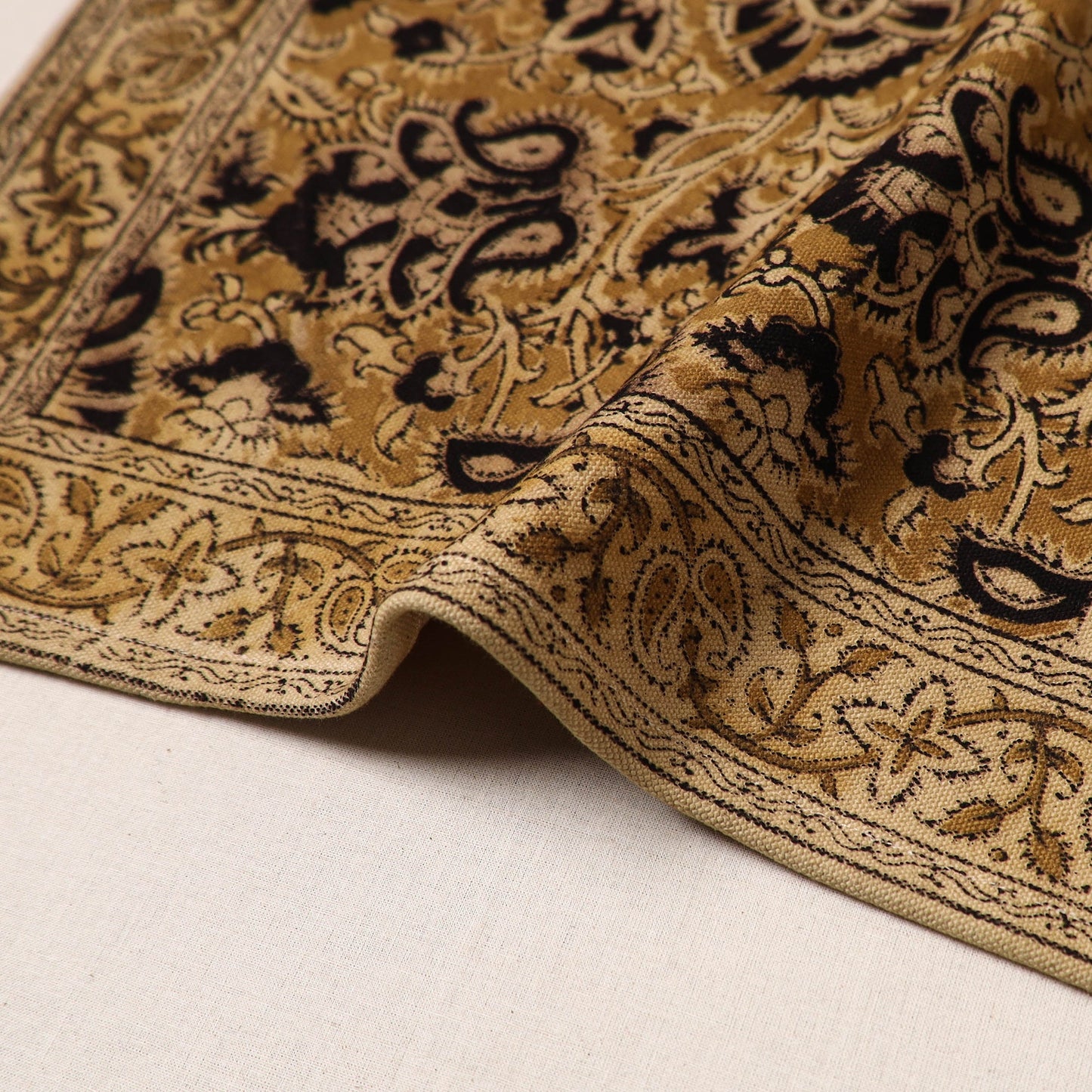 Brown - natural dyed pedana kalamkari cotton table mat 14