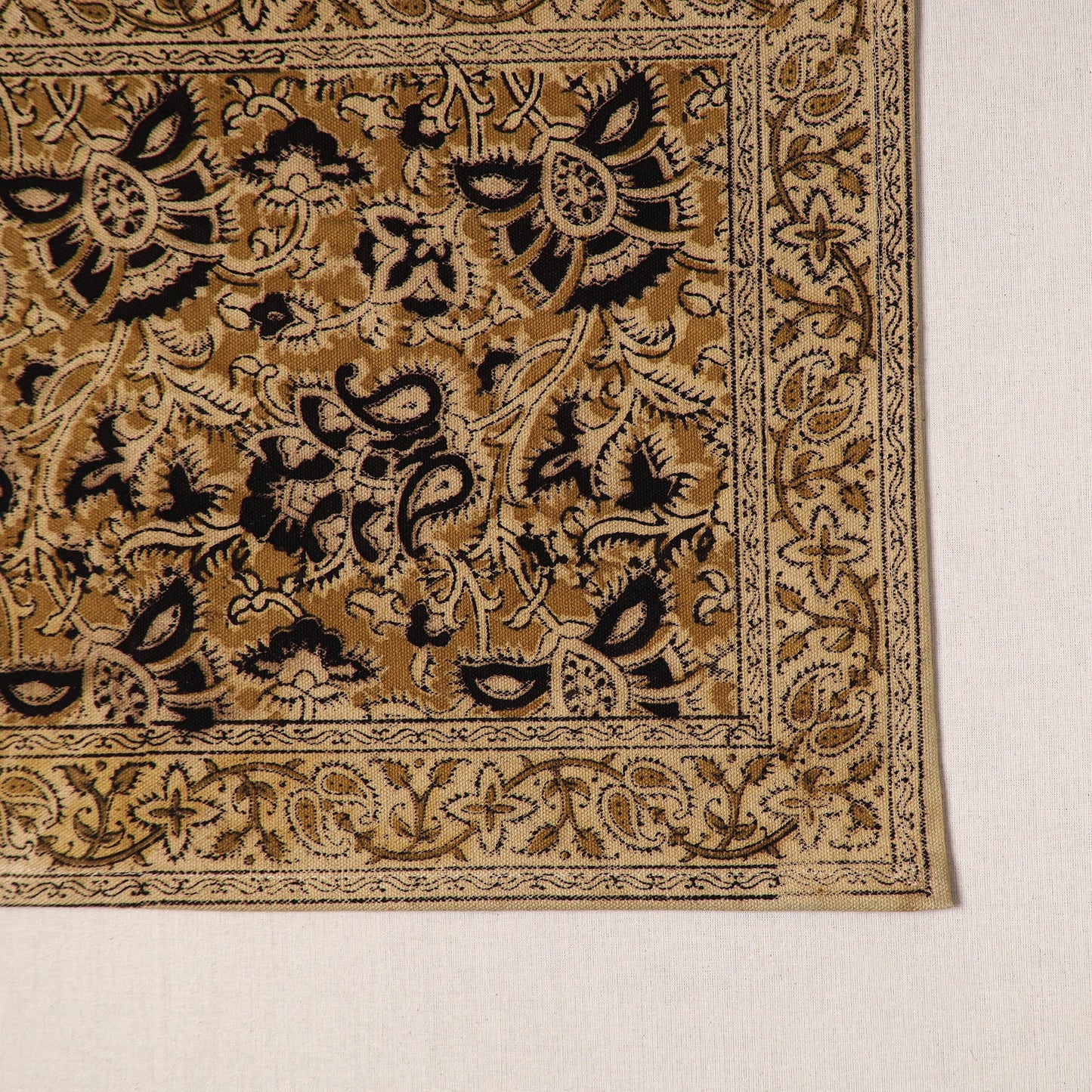 Brown - natural dyed pedana kalamkari cotton table mat 14