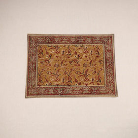 Brown - natural dyed pedana kalamkari cotton table mat 19