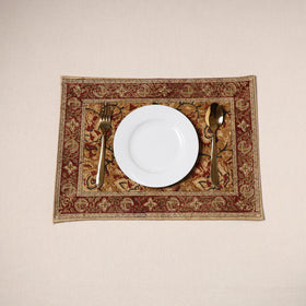 Brown - natural dyed pedana kalamkari cotton table mat 21