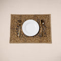 Brown - natural dyed pedana kalamkari cotton table mat 26