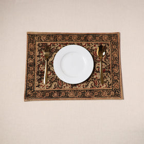 Brown - natural dyed pedana kalamkari cotton table mat 27