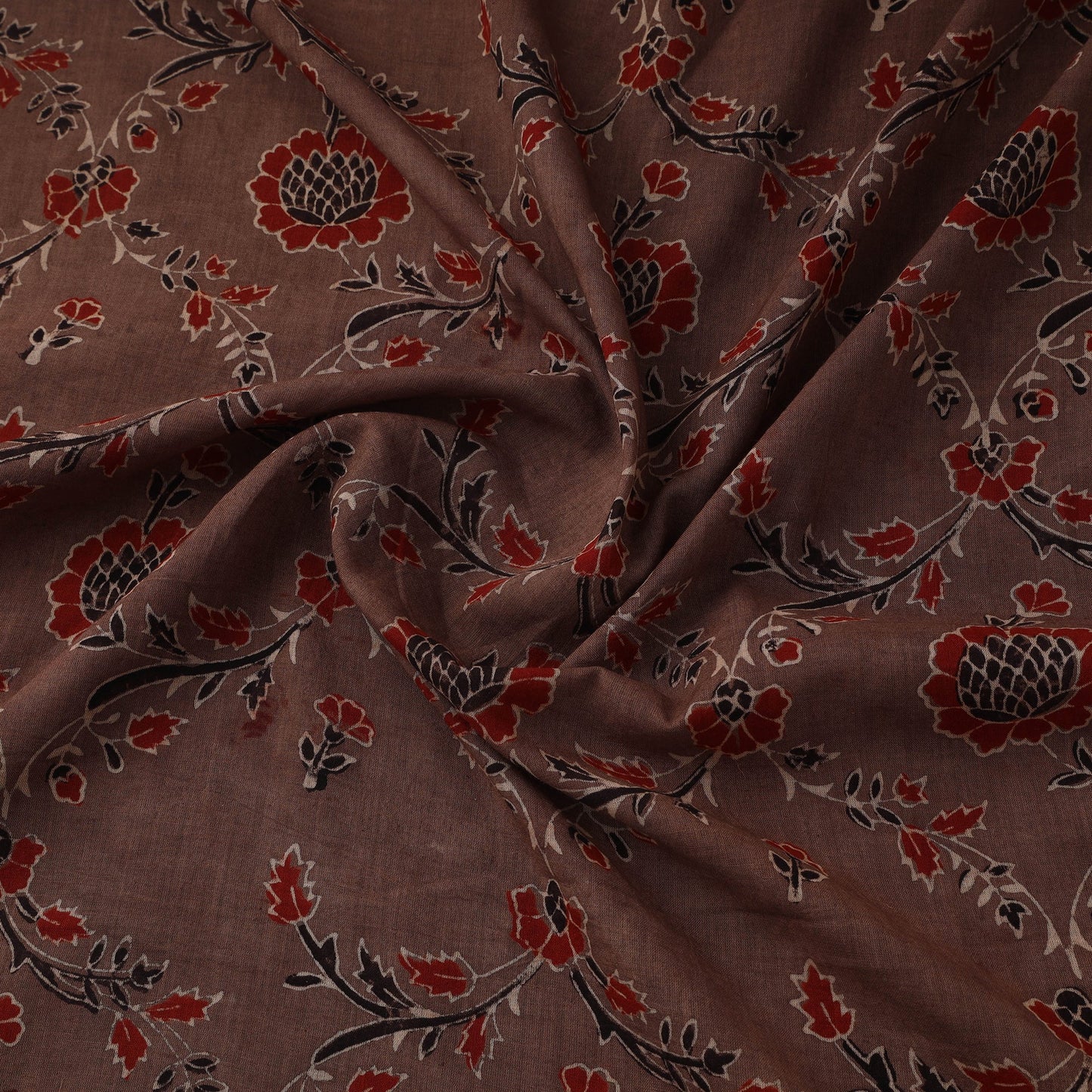 Natural dyed pure mul cotton hand block ajrakh print fabric