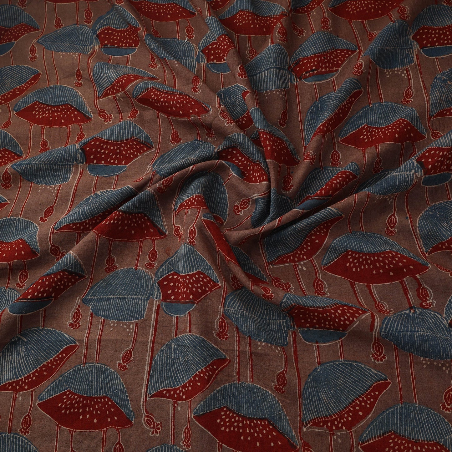 Natural dyed pure mul cotton hand block ajrakh print fabric