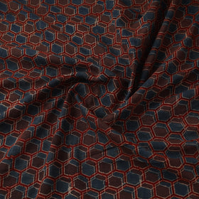 Natural dyed pure mul cotton hand block ajrakh print fabric