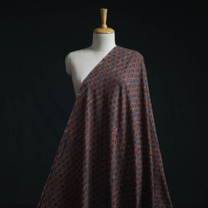 Natural dyed pure mul cotton hand block ajrakh print fabric
