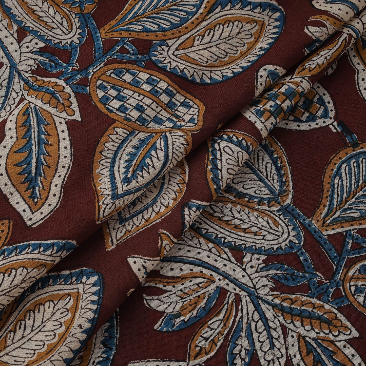 Natural dyed pure mul cotton hand block kalamkari bagru