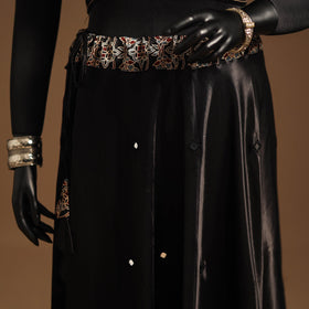 Brown Navratri Garba Chaniya Choli Set in Mashru Silk with Ajrakh Patch