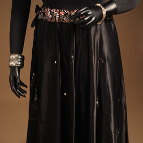 Brown Navratri Garba Chaniya Choli Set in Mashru Silk with Ajrakh Patch