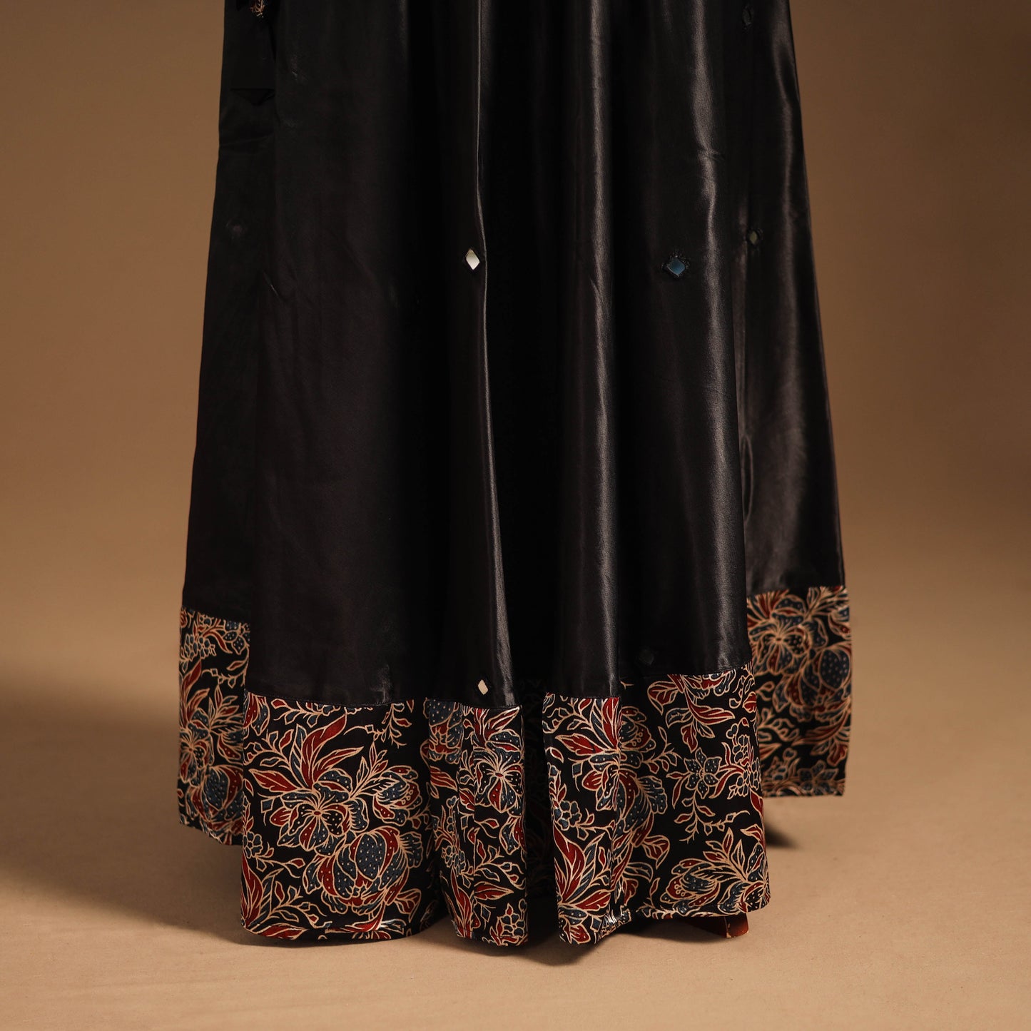 Brown Navratri Garba Chaniya Choli Set in Mashru Silk with Ajrakh Patch