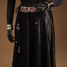 Brown Navratri Garba Chaniya Choli Set in Mashru Silk with Ajrakh Patch