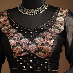 Brown Navratri Garba Chaniya Choli Set in Mashru Silk with Ajrakh Patch