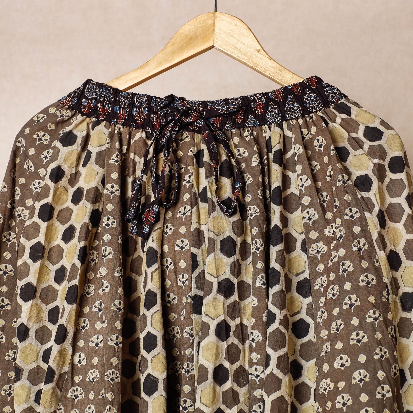  24 Kali Ajrakh Block Printed Patchwork Cotton Long Skirt 