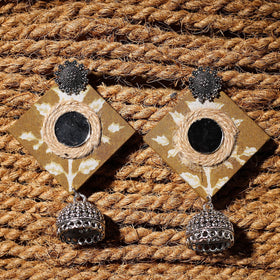 Brown - nikhat handcrafted gs fabart jhumki earrings