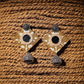 Brown - nikhat handcrafted gs fabart jhumki earrings
