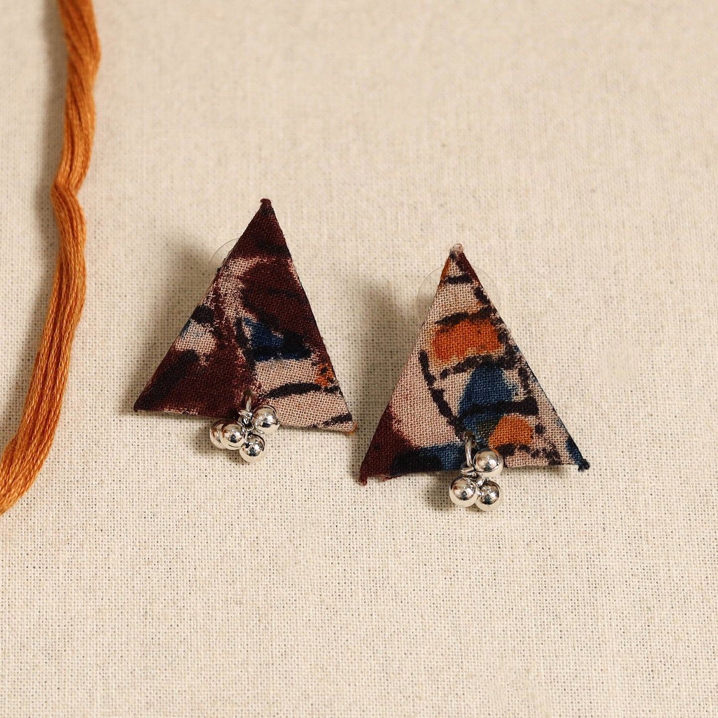 Brown - orange - handmade fabart shell necklace set 19