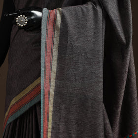 Brown - organic kala cotton bhujodi handloom saree 105