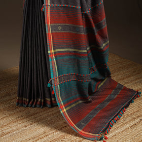 Brown - organic kala cotton bhujodi handloom saree 105