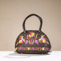 Brown Original Crewel Hand Embroidered Leather Hand Bag