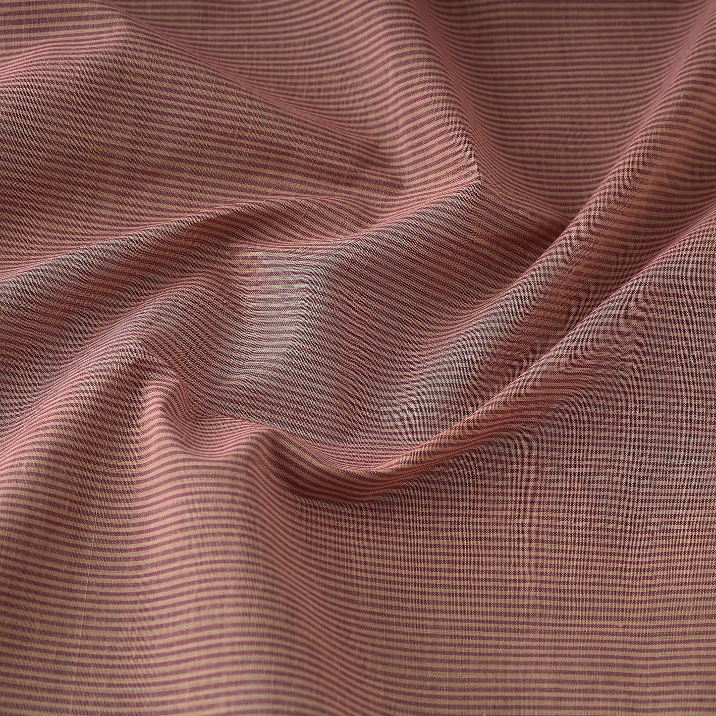 Brown Original Mangalagiri Handloom Stripes Cotton Fabric 