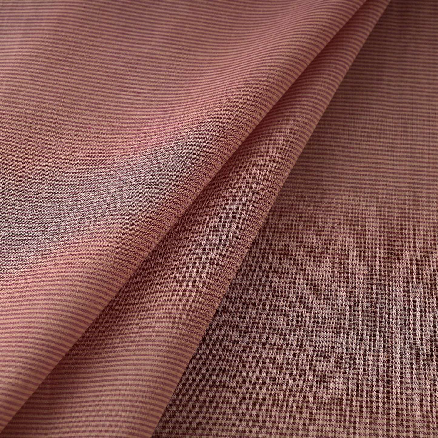 Brown Original Mangalagiri Handloom Stripes Cotton Fabric 