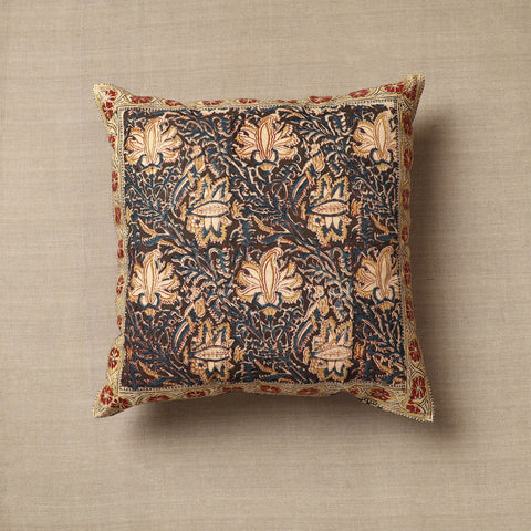Brown - Original Pedana Block Print Cotton Kalamkari Cushion Cover 25