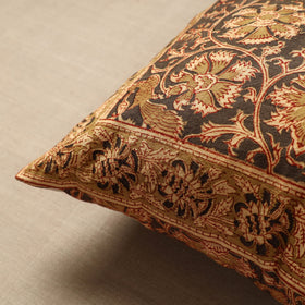 Brown Original Pedana Block Print Cotton Kalamkari Cushion Cover