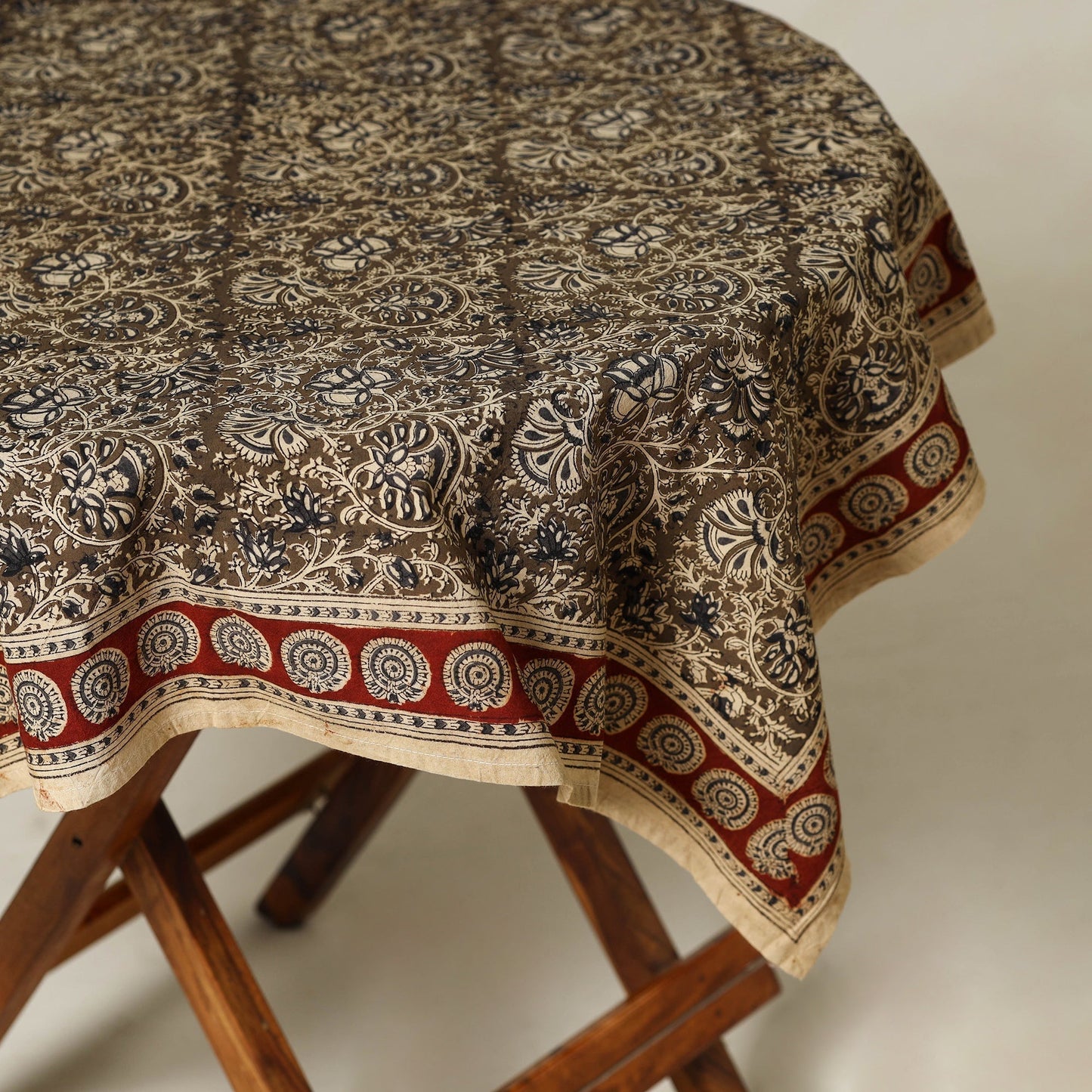 Brown - original pedana kalamkari natural dyed cotton table