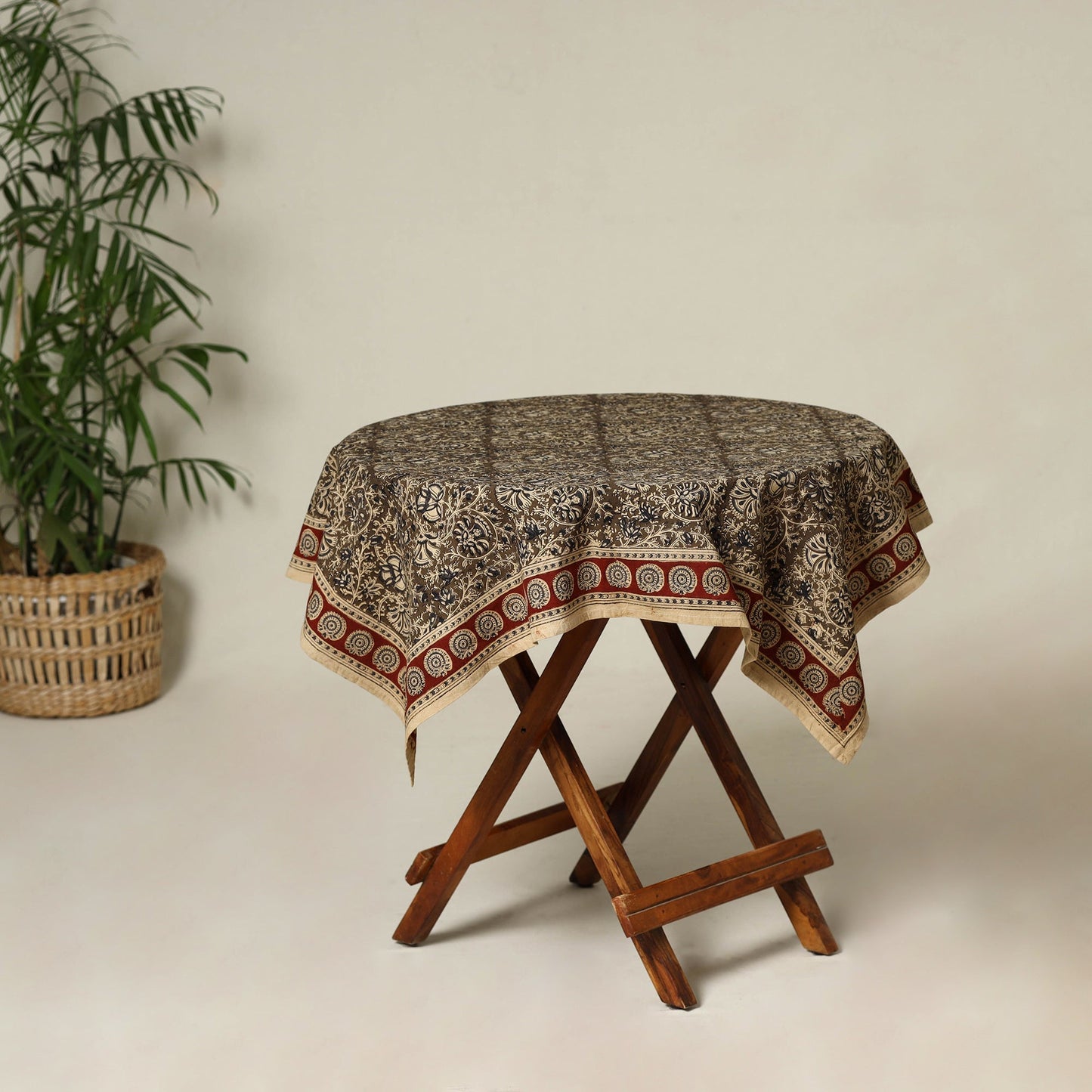 Brown - original pedana kalamkari natural dyed cotton table