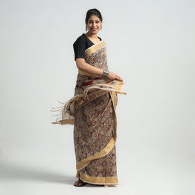 Original Pedana Kalamkari Block Print Silk Saree