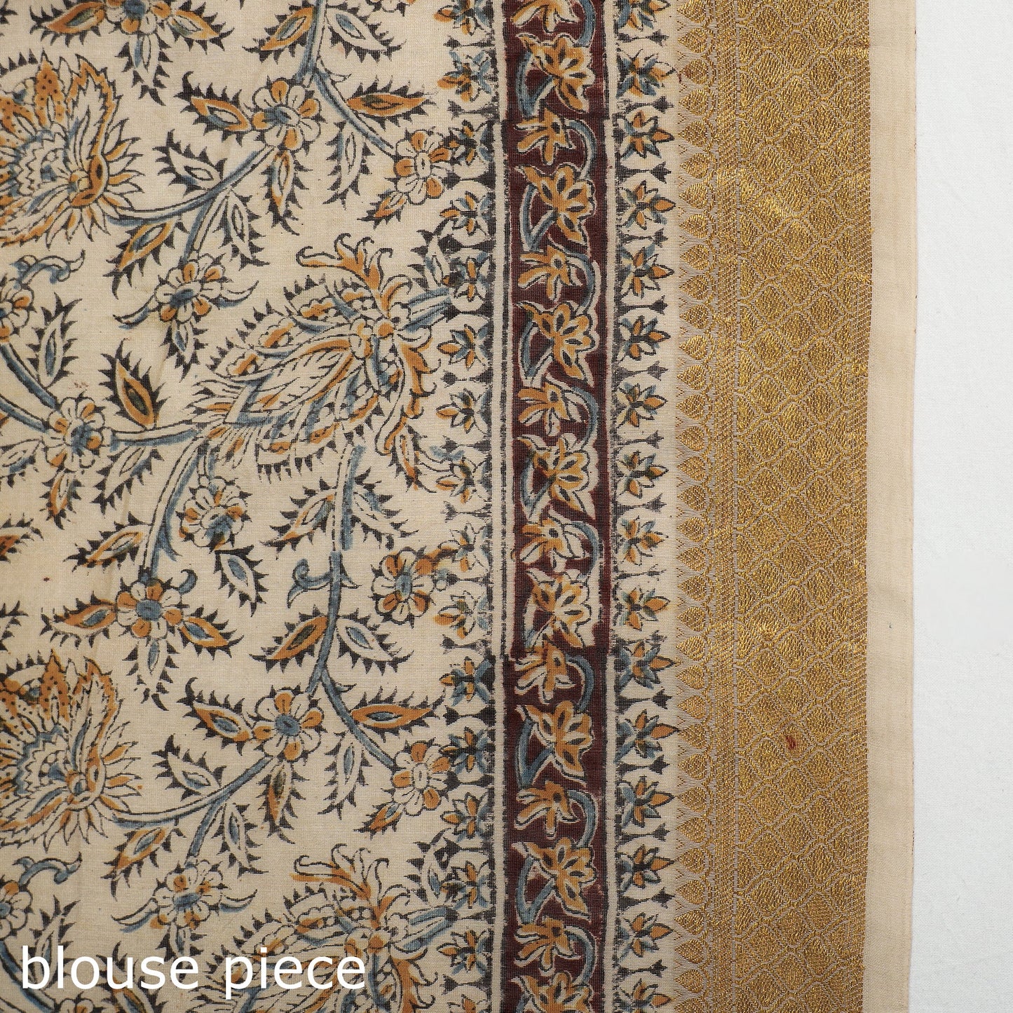 Brown Original Pedana Kalamkari Block Print Chanderi Silk Saree