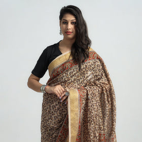 Original Pedana Kalamkari Block Print Silk Saree