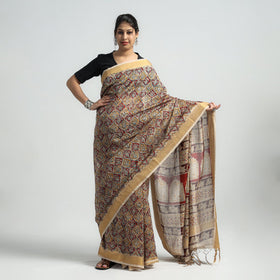 Original Pedana Kalamkari Block Print Silk Saree