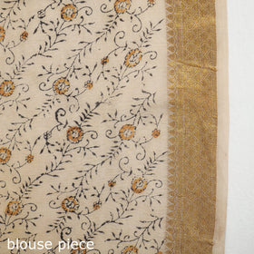 Brown Original Pedana Kalamkari Block Print Chanderi Silk Saree