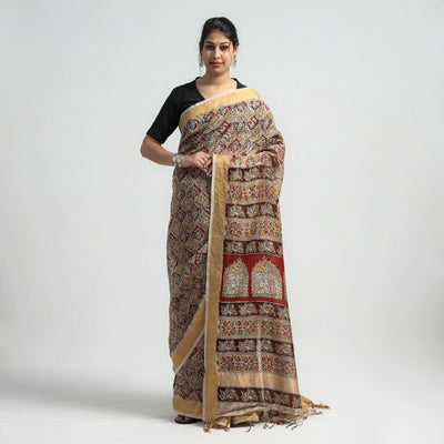 Original Pedana Kalamkari Block Print Silk Saree