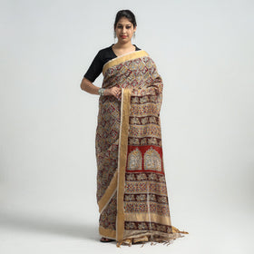 Original Pedana Kalamkari Block Print Silk Saree