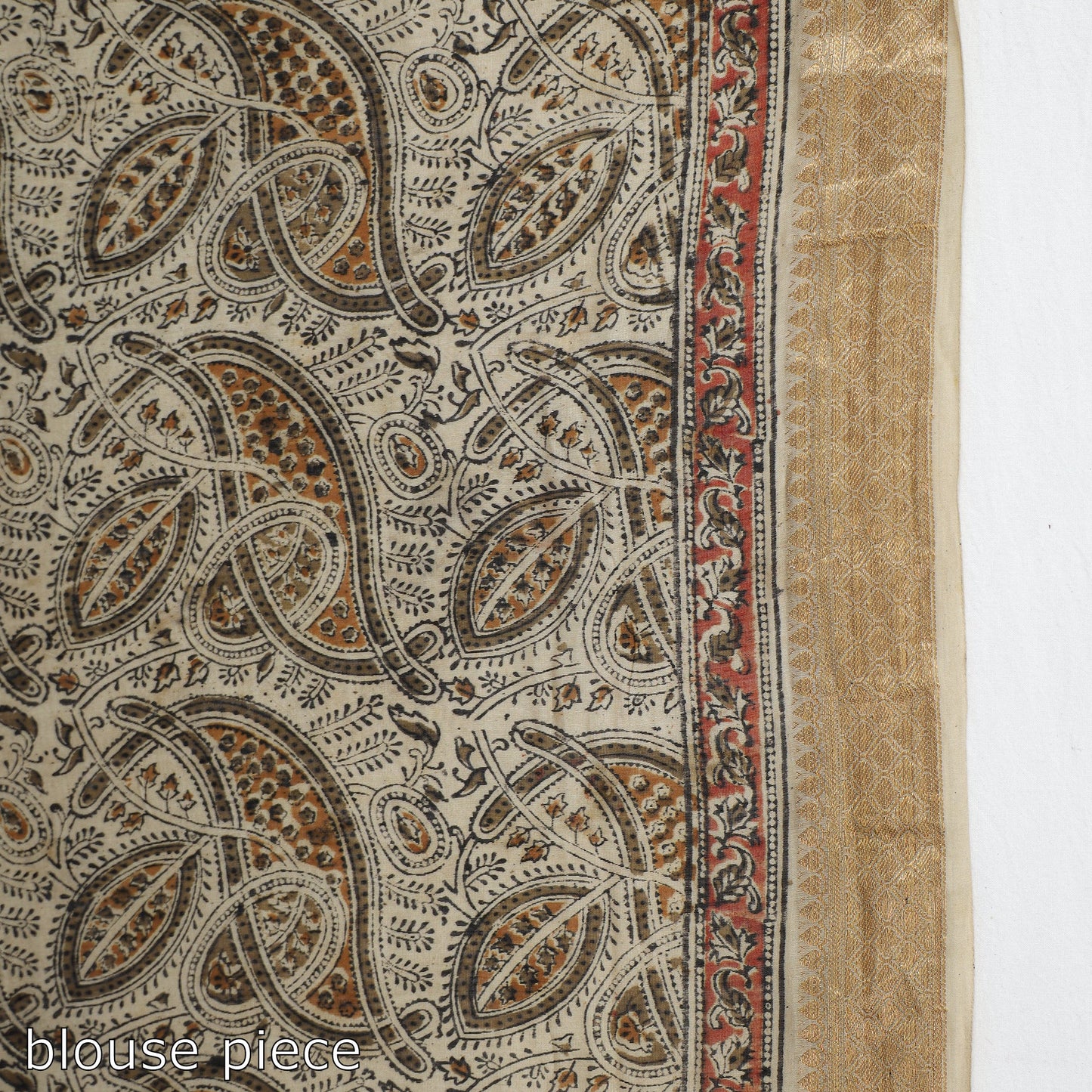 Brown Original Pedana Kalamkari Block Print Chanderi Silk Saree