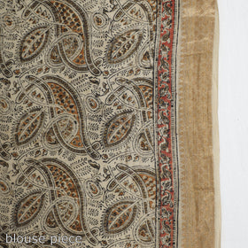 Brown Original Pedana Kalamkari Block Print Chanderi Silk Saree