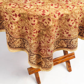 Brown Pedana Kalamkari Block Print Cotton Table Cover
